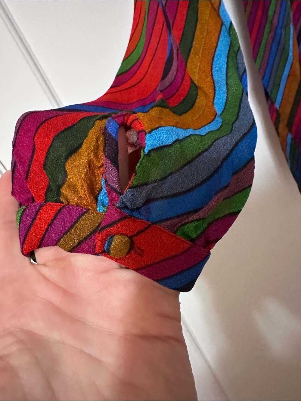 Anthropologie retro striped multicolor flowy peasant semi-sheer top- M - Picture 13 of 15
